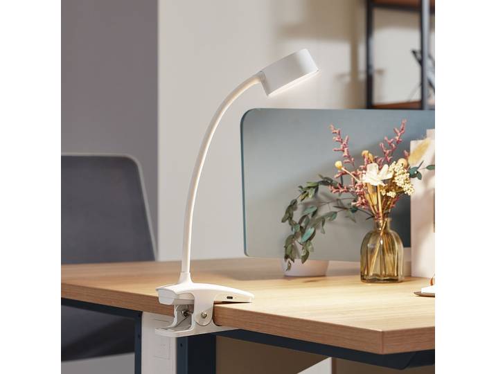 Maori LED Portable Tischleuchte w/Klemme Weiß - Lindby - Arbeitszimmer / Büro - Modern - Metall - Einflammig
