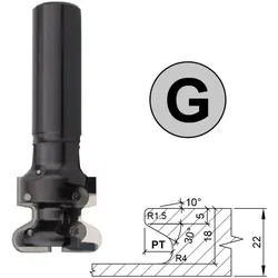 Aigner HW-Wechselmesser Griffmuldenfräser S=25mm Rechts mit 7 möglichen Profilen Profil "G" nur Fräser - C557-425GR