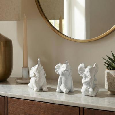 Sagebrook Home "Resin Stone Look Yoga Elephant Figurines Set - 6"""