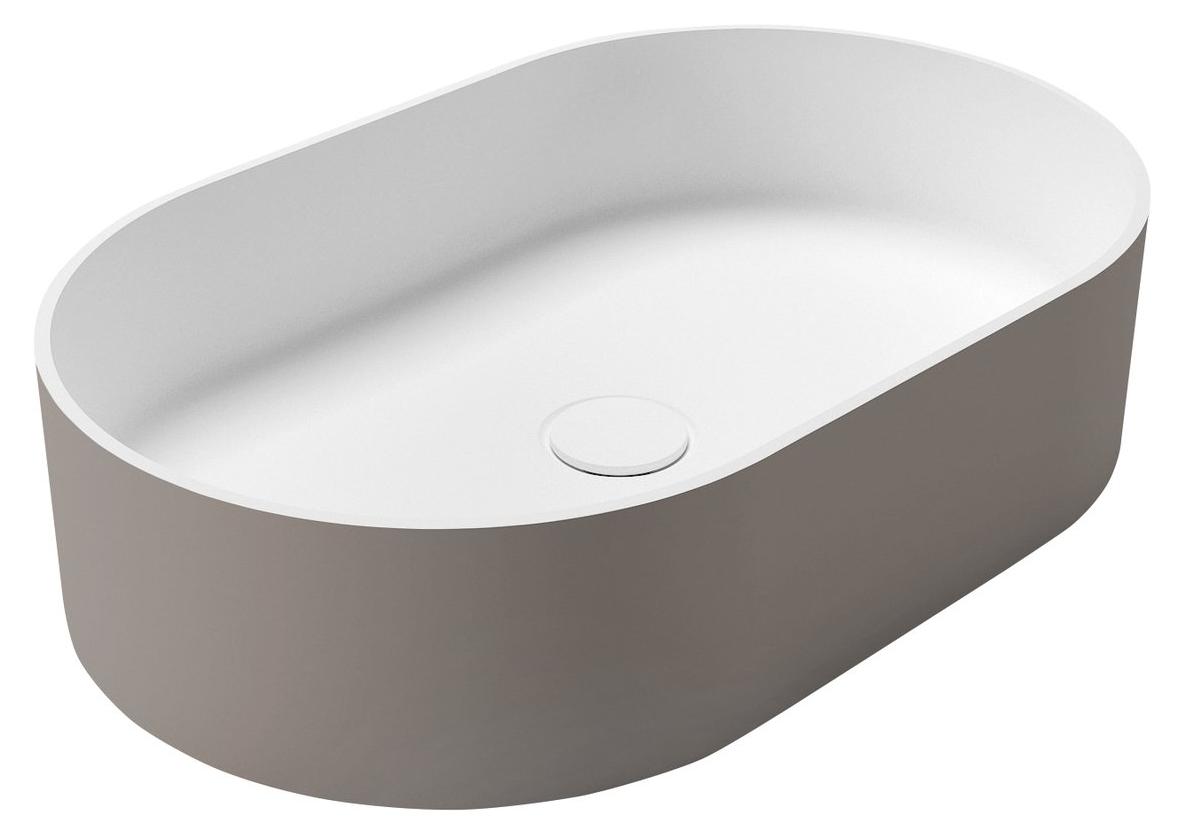 Sapho THIN Waschbecken zum Aufsetzen, Rockstone, 55x35cm, Agila/Weiß matt
