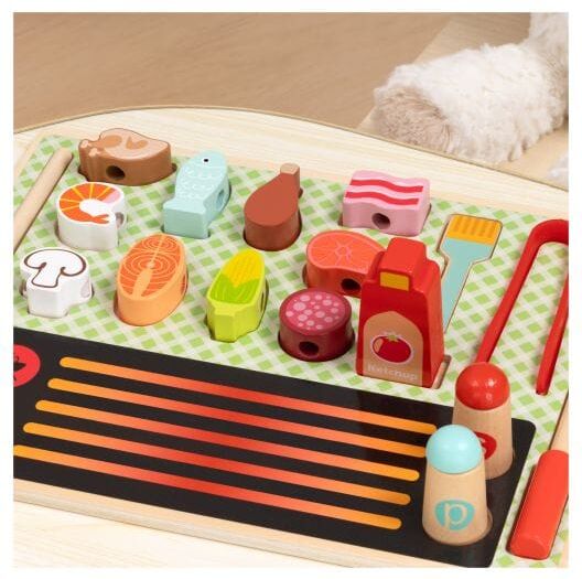 Tooky Toys Tooky Toy Wooden Grill Play Set for Kids - Compact - Durable Imaginative Play