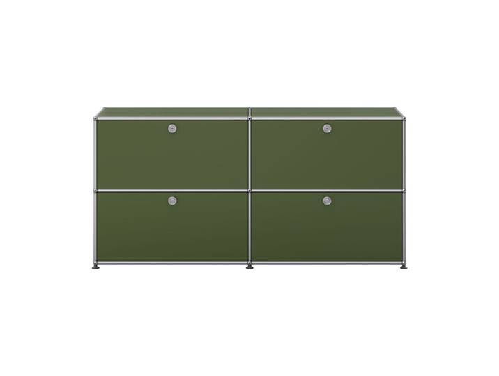 USM Haller Sideboard 2-fach breit 4 Klapptüren olivgrün ohne Schloss 153x74x38 cm