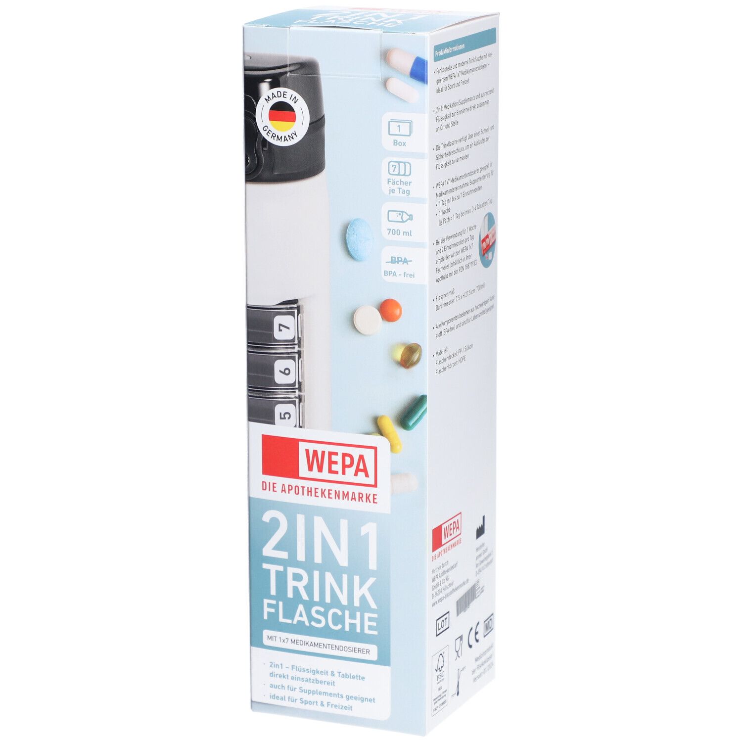 Wepa 2in1 Trinkflasche mit 1x7 Dosierer weiß 1 St Flaschen
