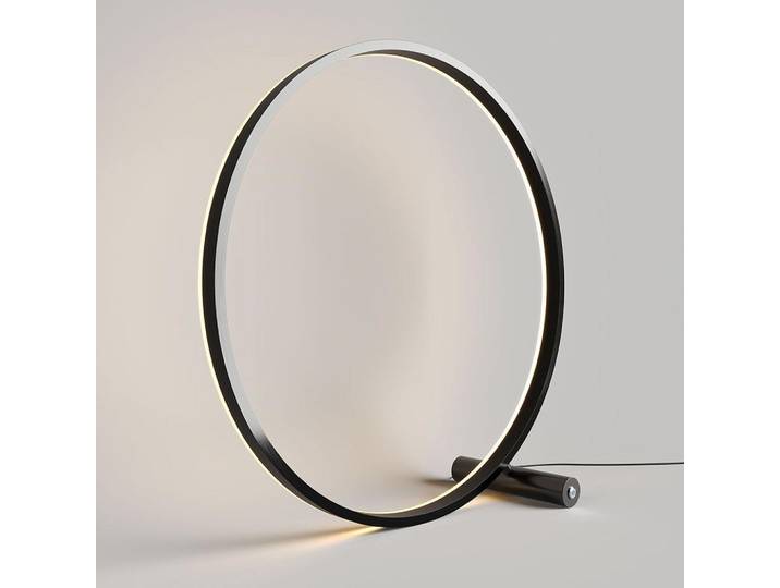 s.luce Led-Tischlampe Ring Direkt/Indirekt Schwarz Ø 60cm, Metall, Rund, LED integrated, 60x60x3.3 cm, Lampen & Leuchten, Innenbeleuchtung, Tischlampen