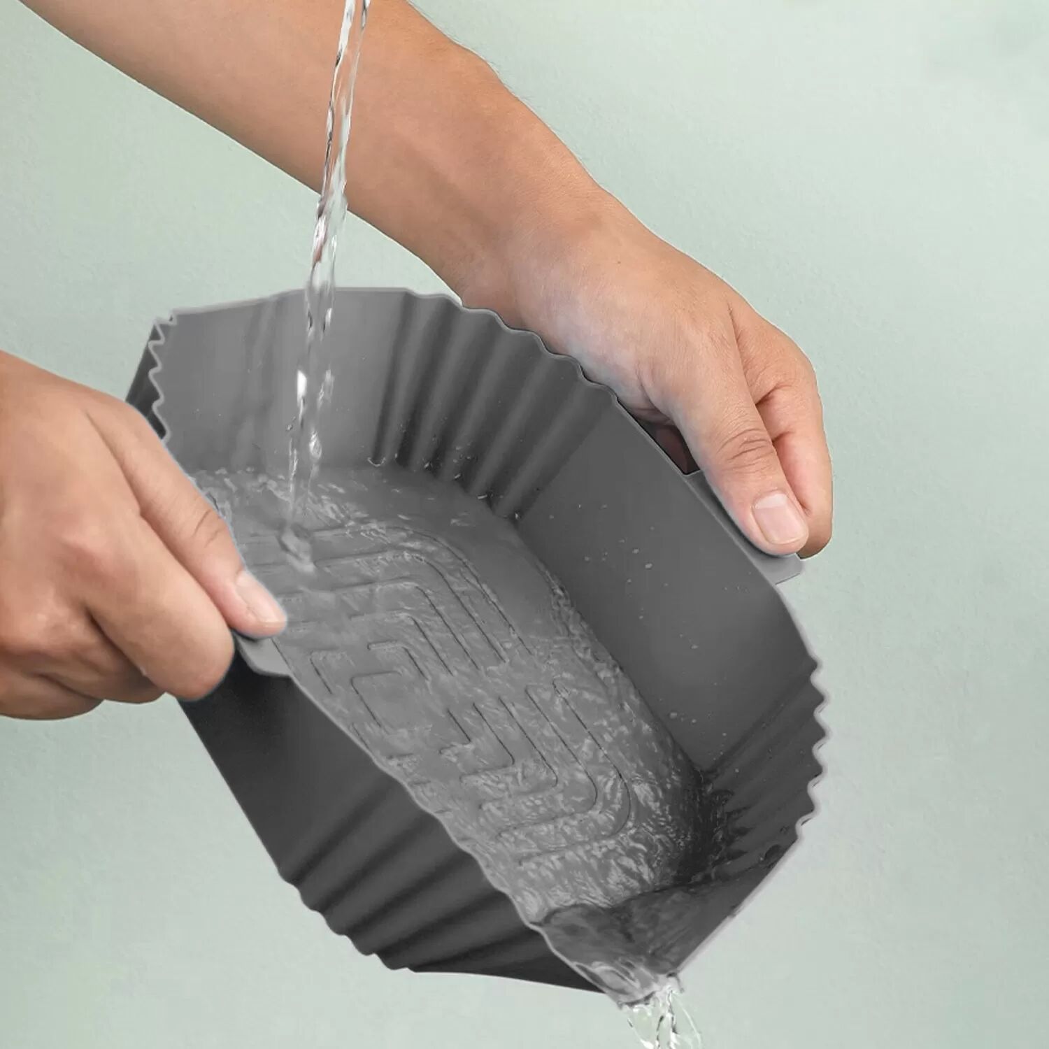 INF 2er-Pack Heißluftfritteusen-Silikontopf mit Handschuhen
