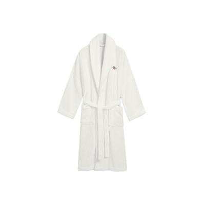 Bademantel GANT "Bademantel ARCHIVE SHIELD TERRY ROBE" Gr. XXL, weiß, XXL, Obermaterial: 100% Baumwolle CO., Hausmäntel, Bademantel