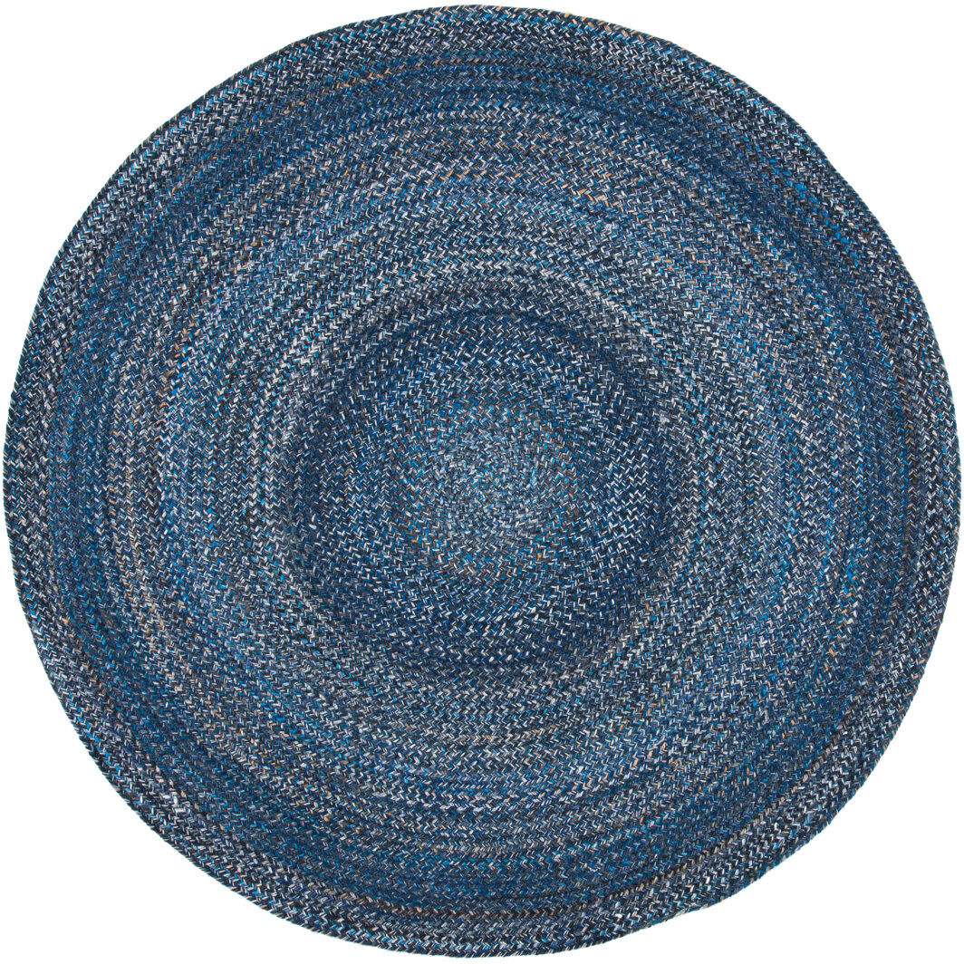 Bloomsbury Market Alik Round Flatweave Area Rug Navy Round 122 cm