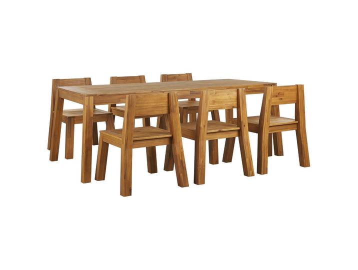 Beliani Gartenmöbel SET 6-Sitzer Akazienholz hellbraun Livorno, Hellbraun, Holz, Gartenmöbel, Gartengarnituren, Gartenmöbel-Sets