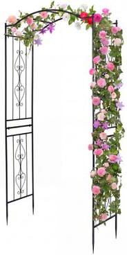 Costway 7.5 Feet Garden Arbor Heavy-Duty Metal Arch Trellis with Curved Roof