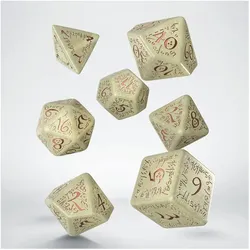 Q Workshop Elvish Jumbo Set de 7 dés (Beige scintillant & Cuivre)