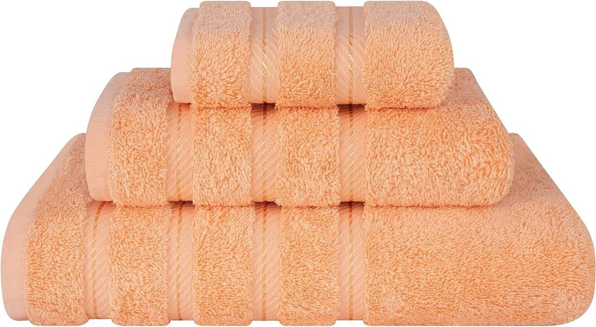 3-delige luxe handdoekenset van 100% Turks katoen - Perzik