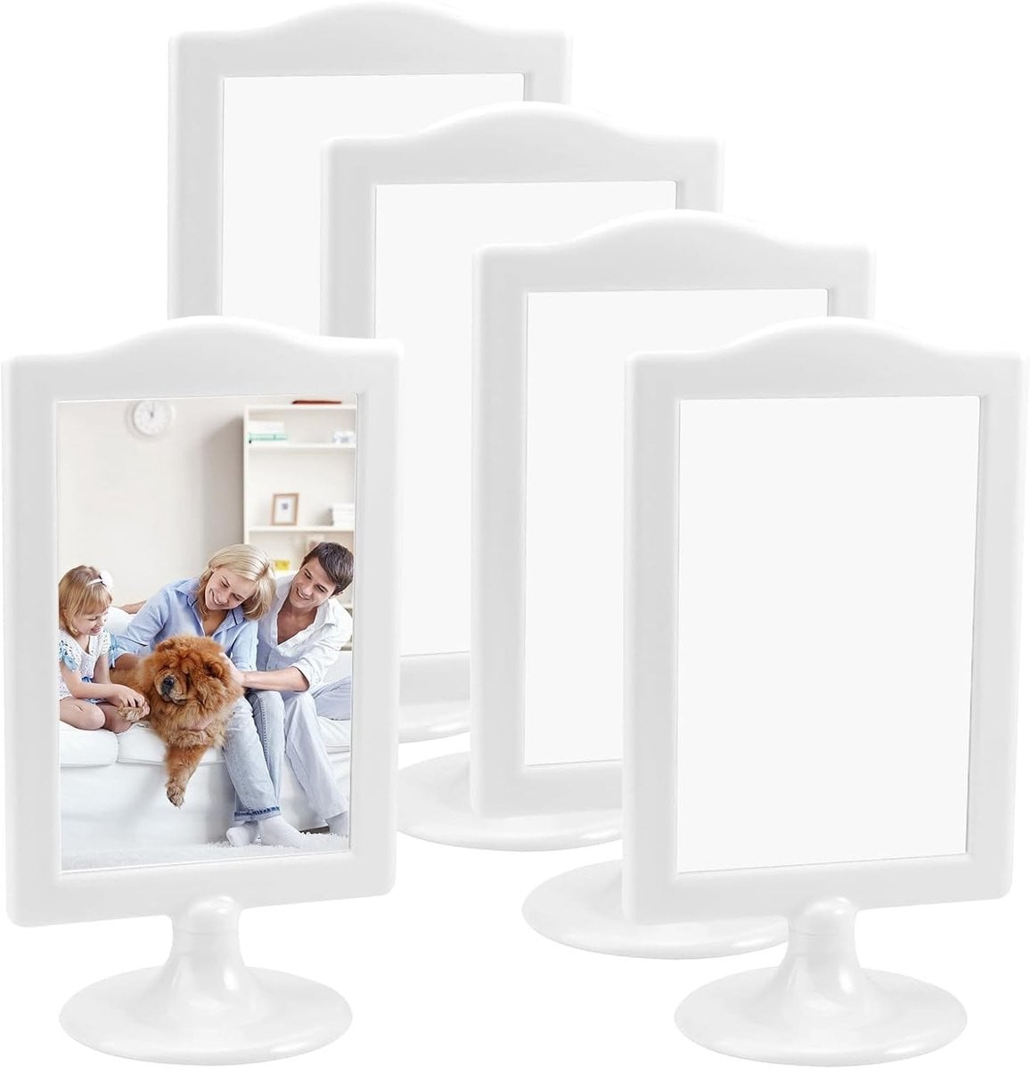 Set van 5 dubbelzijdige staande fotolijsten met pedestal, 10x15 cm