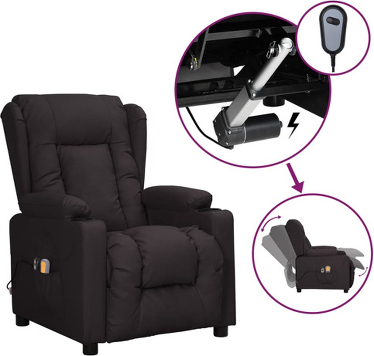 vidaXL Massagestoel - Elektrisch - Zwart - Kunstleer