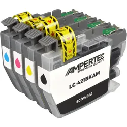 4 Ampertec Tinten ersetzen Brother LC-421 Multipack KCMY