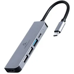 Gembird Multi Port Adapter USB Type C (USB-C, 5 Ports), Dockingstation + USB Hub, Silber