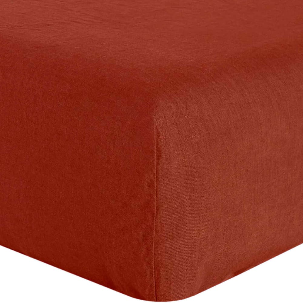 Baton Rouge Drap housse lin paprika 180x200 cm Rouge 180x1x200cm
