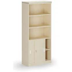 Kombi-Büroschrank ARRISTO LUX, Schiebetüren, 800 x 400 x 1836 mm, Birke