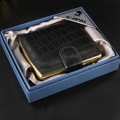 Zigarettenetui aus Leder für Herren, perfektes Geschenk, auf Lager, Oberfläche aus PU-Leder mit Metallclips, druckfester Halter, für 10 Zigaretten