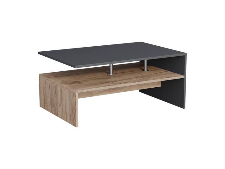 Vicco Couchtisch Amato Anthrazit/Goldkraft Eiche 90 x 52.6 cm, Anthrazit, Eichefarben, Holzwerkstoff, Rechteckig, 90x42.2x52.6 cm, Wohnzimmer, Wohnzimmertische, Couchtische