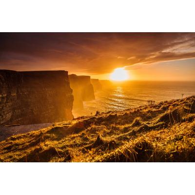 Fototapete PAPERMOON "Normandie Sonnenuntergang", bunt, B:3,5m L:2,6m, Vlies, Tapeten