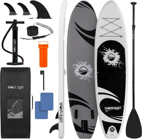 Aufblasbares Stand-Up-Paddleboard - SUP-Board - Wassersport - Komplettes Set inklusive Pumpe - Einheitsgröße - Schwarz und Hellgrau