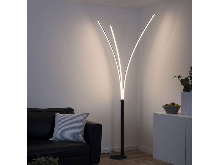 JUST LIGHT Stehlampe MAJA , schwarz, 3, 1 Stk., Leuchten, LED, Schalter, Kippschalter, Stehlampe