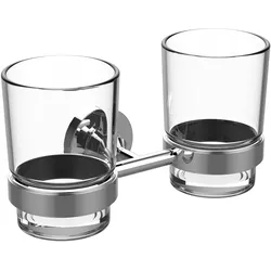 Ideal Standard IOM Doppel-Zahnputzbecher, Klarglas, chrom, A9237AA