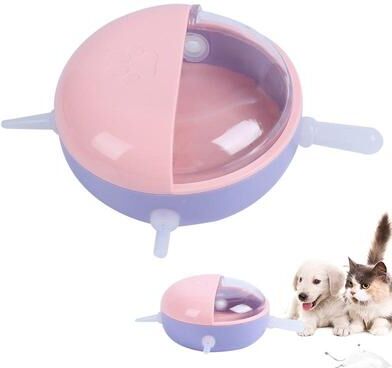 United Interactive Multi Mouth Self Feeding Pet Nursing Bowl Puppy Nipple Feeder Solution pink