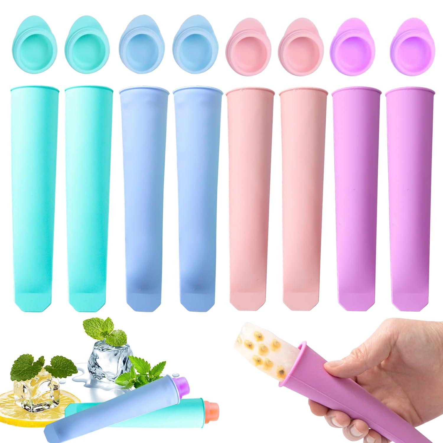 Solidchoice Eisvormen voor ijslolly's, 8 stuks, herbruikbare vormen met deksel, 4 kleuren