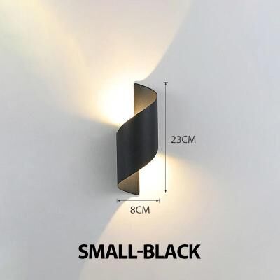 Uplift Essentials Spiral LED Wall Lamp Modern Indoor Outdoor Waterproof Sconce Light black Small