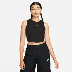NIKE Sportswear Essentials Geripptes, verkürztes Tanktop Damen 010 - black/sail XS