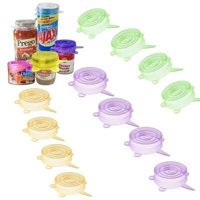 Uplift Essentials 12 Pack BPA Free Small Silicone Can Covers mixed Color001