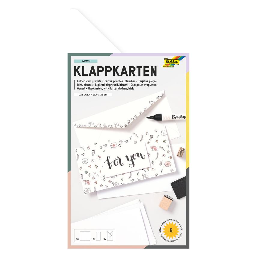 Folia Klappkarten 220g/m², 10,5x21cm (5 Stk.) (38651700)