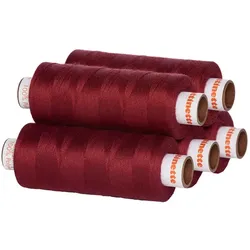 buttinette Universal-Nähgarn, Stärke: 100, 5er-Pack, weinrot