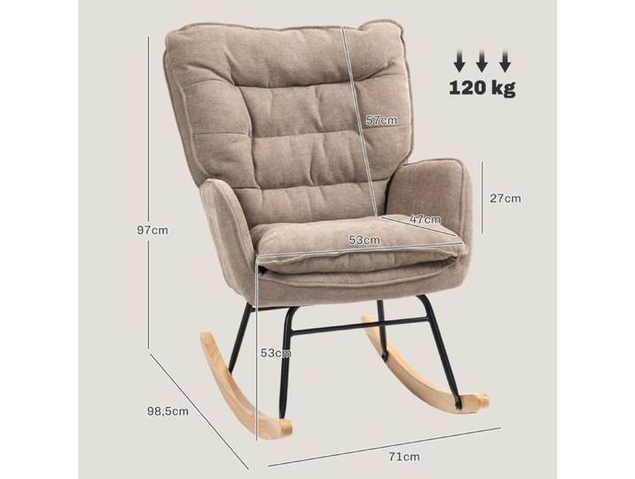Fauteuil à balançoire Fauteuil oscillant Fauteuil à bras Fauteuil silencieux équipé de chenille optique Marron Salon