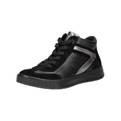 Sneaker ARA "Ara Sneaker Leder", Damen, Gr. 38,5, Textil, schwarz (schwarz kombi), Leder, Schuhe Sneaker