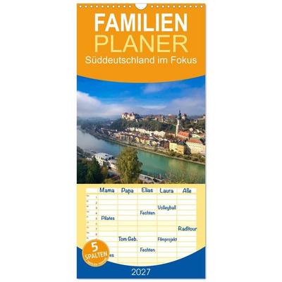 Familienplaner 2027 - Süddeutschland im Fokus mit 5 Spalten (Wandkalender, 21 x 45 cm) CALVENDO