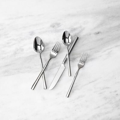 Fortessa Lloyd 18/10 Stainless Steel, 5 Piece Flatware Set (Service for 1), Silver - 5 Piece Set