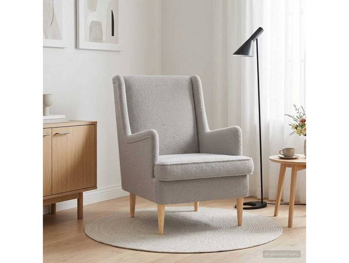 vidaXL Sessel vidaXL Sessel Hellgrau Bouclé