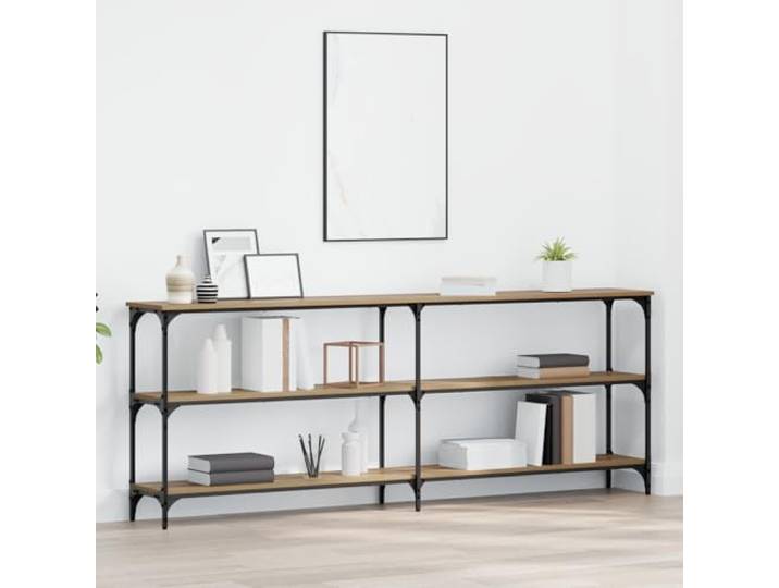 HEFZGDB Konsolentisch Massivholz Eiche 200x29x75 cm Mehrschichtholz Beistelltisch mit modernem industriellen Flair und Stabiler Konstruktion für Wohnbereich