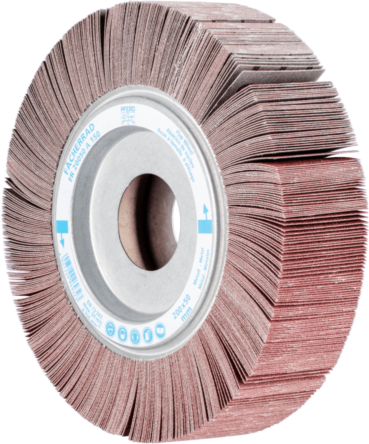 PFERD TOOLS Lamellenschleifrad FR Ø 200x50mm Bohrung Ø 44,0mm A150 für universelle Anwendung (44738151)