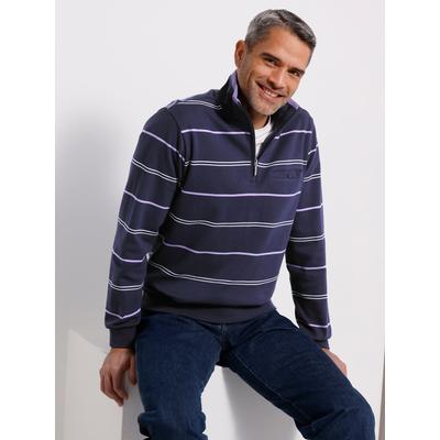 Sweatshirt CLASSIC, Herren, Gr. 44/46, blau (marine, lavendel, geringelt), 100% Baumwolle, gemustert, gestreift, mehrfarbig, Sweatshirts Sweatshirt
