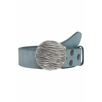 Ledergürtel RETTUNGSRING GÜRTEL "»Gump Jeansblau«, mit austauschbarer Schließe »Seegras Rund«", Damen, Gr. 90, jeansblau, Rindsleder, Gürtel Ledergürtel