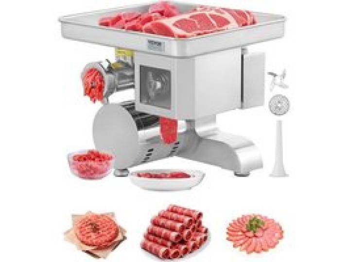 VEVOR 5 kg/Min elektrischer Fleischwolf Wurstfüller mit Klinge & Mahlplatte (5 mm), Wurstmaschine gewerblicher Fleischwolf aus Edelstahl zum Schneiden, Zerkleinern und Würfeln, Restaurant-Metzger