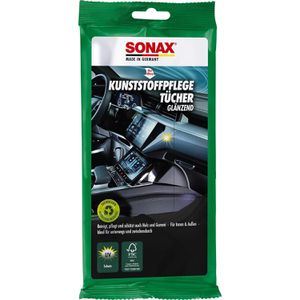 Sonax Reinigungstücher Kunststoffpflege glänzend, feucht, für Auto und Haushalt, im Softpack, 10 Tücher