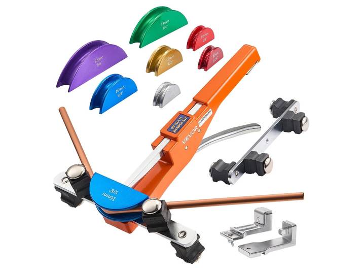 Cintreuse VEVOR\, 6-22 mm\, cintreuse à 90°\, outil de cintrage manuel avant/arrière\, cintreuse avec 7 mâchoires en alliage d'aluminium colorées\, pour tubes en cuivre dans le domaine de la climatisation et de la réfrigération