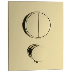 Herzbach LIVING PUSH Thermostat-Farbset 2 Verbraucher eckig rund PVD Gold, 30.803050.2.03 30.803050.2.03
