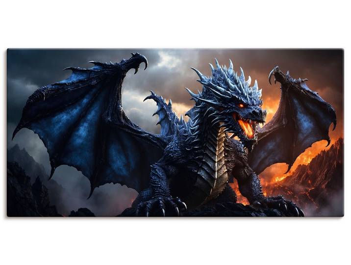 Wandbild ARTLAND Im Reich des Drachen IX , blau (farbe bild(er): blau), B:150cm H:75cm, Bilder, Wandbild, als Alubild, Leinwandbild, Poster, Wandaufkleber in verschied. Grössen