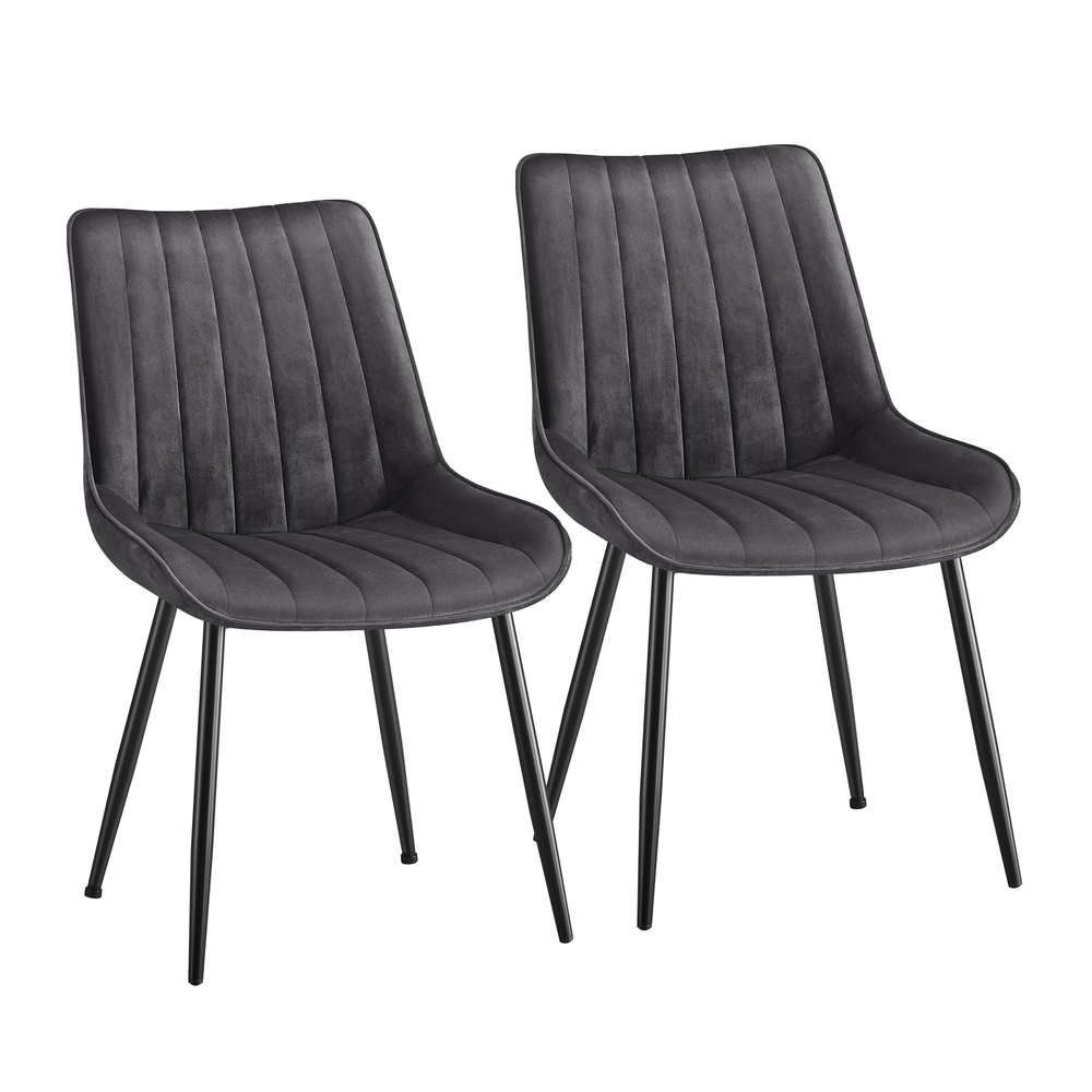 SONGMICS Esszimmerstuhl 2er Set mit Stahlbeinen grau-tintenschwarz B34LDC090G05