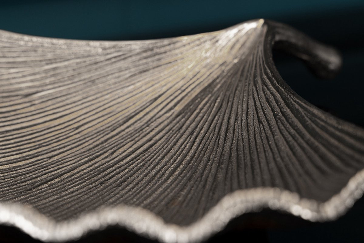 Invicta Interior Decoratieve kom GINKGO handgemaakt metaal zilver, Diameter: 33 cm